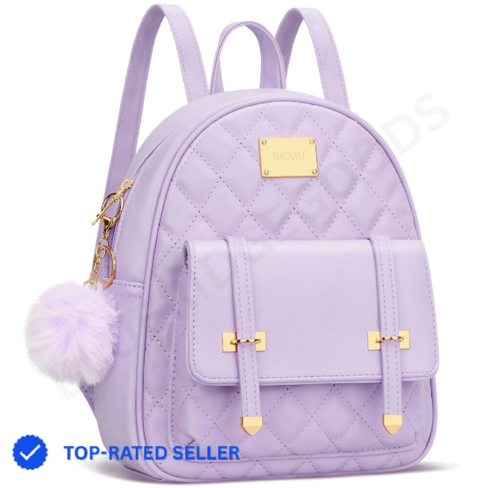 Vegan Leather Quilted Mini Backpack Daypack Trendy Y2k Chic Purse Bookbag